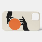 両手が太陽を握っている。レトロデザイン Case-Mate iPhoneケース (裏面 (横))