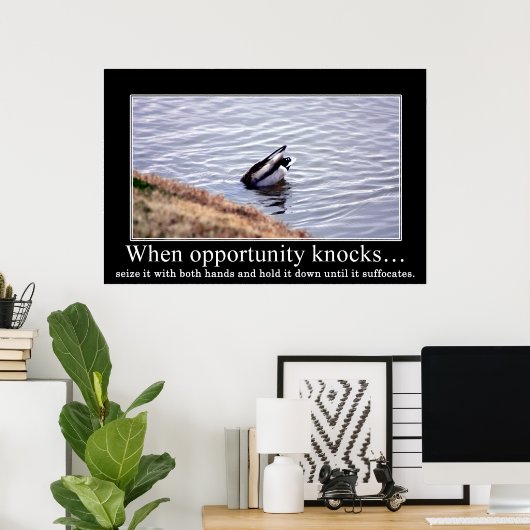 両手でチャンスをつかむ（大きい） ポスター (ホームオフィス)