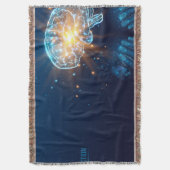 両手で人間の脳を握る スローブランケット (正面縦)