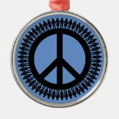 両手の平和のサイン メタルオーナメント (正面)