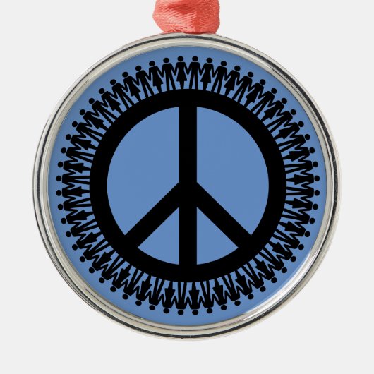 両手の平和のサイン メタルオーナメント (正面)