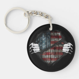 両手の引き裂き明けフラグカスタマイズ キーホルダー
