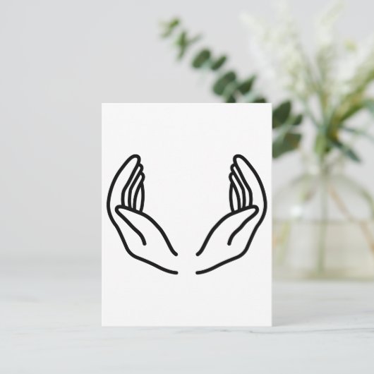 両手を切り取った ポストカード (スタンド正面)