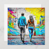 両手を持つカップルのアーバングラフィティアート (正面/裏面)