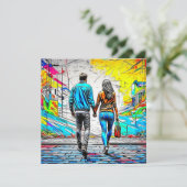 両手を持つカップルのアーバングラフィティアート (スタンド正面)