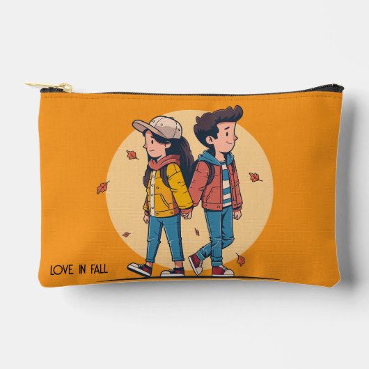 両手を持つカップルの歩くの秋 アクセサリーポーチ (正面)