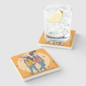 両手を持つカップルの歩くの秋 ストーンコースター (横)