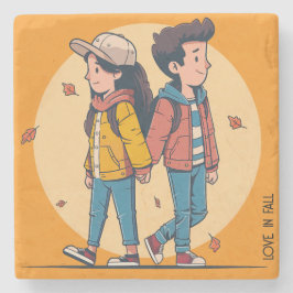 両手を持つカップルの歩くの秋 ストーンコースター