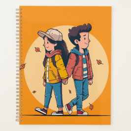 両手を持つカップルの歩くの秋 プランナー手帳