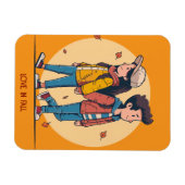 両手を持つカップルの歩くの秋 マグネット (横)