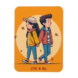 両手を持つカップルの歩くの秋 マグネット