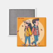 両手を持つカップルの歩くの秋 マグネット (正面/裏面)