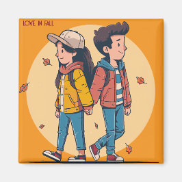 両手を持つカップルの歩くの秋 マグネット