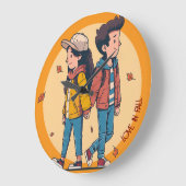 両手を持つカップルの歩くの秋 ラージ壁時計 (傾斜)