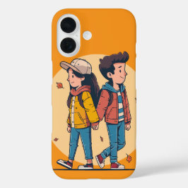 両手を持つカップルの歩くの秋 iPhone 16ケース