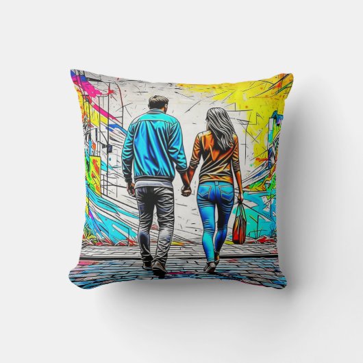 両手を握っているカップル |メッセーパーソナライズされたジ クッション (正面)