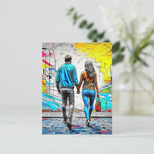 両手を握っているカップル |恋しく思さんの ポストカード (スタンド正面)