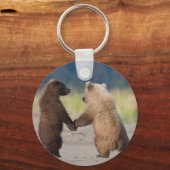 両手を握っている二つのクマのキーチェーン キーホルダー (正面)