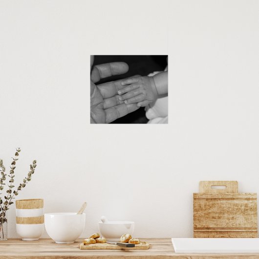 両手を白黒で表示 ポスター (キッチン)