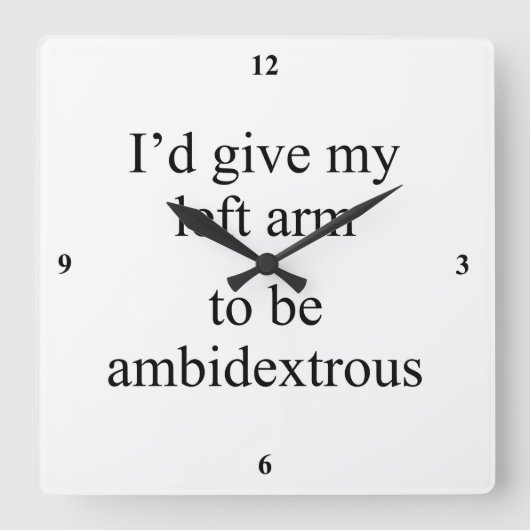 両手利き。 スクエア壁時計 (正面)