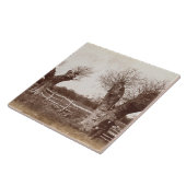 両掛けの木1852年(卵白のプリント) タイル (側面)