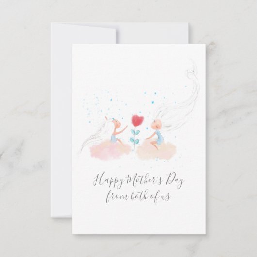 両方から私たち甘い女の子の母の日フラットカード カード (正面)