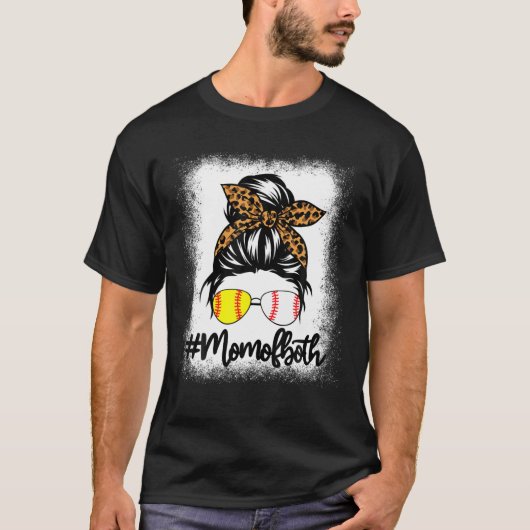 両方のソフトボール野球のBleacの厄介なBun髪ママ Tシャツ (正面)