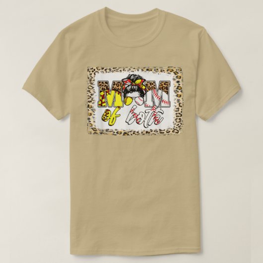 両方のヒョウ野球の漂白メッシーパンのママだから Tシャツ (デザイン正面)