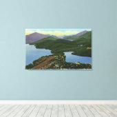 両方のレイクプラシッド&鏡湖の空中表示 キャンバスプリント (インサイチュ (ウッドフロア))