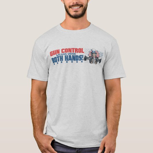 両方の手プロ銃のギアを使用して銃砲規制の平均 Tシャツ (正面)