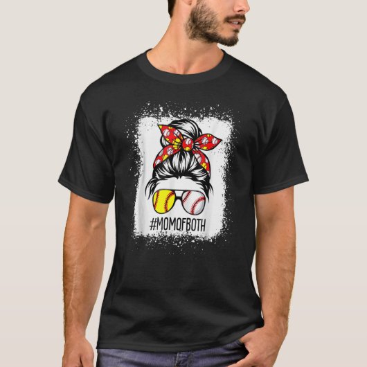 両方の野球のママ母ソフトボール母メッシーパン Tシャツ (正面)