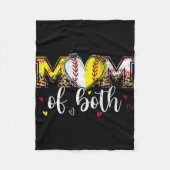 両方の野球ソフトボールハートレオパードの母親のダ フリースブランケット (正面)