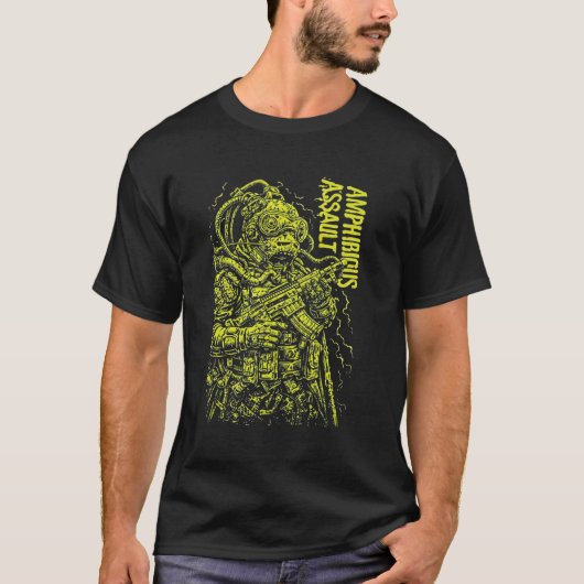 両棲類アサルトトルーパー 深海戦闘アート Tシャツ (正面)