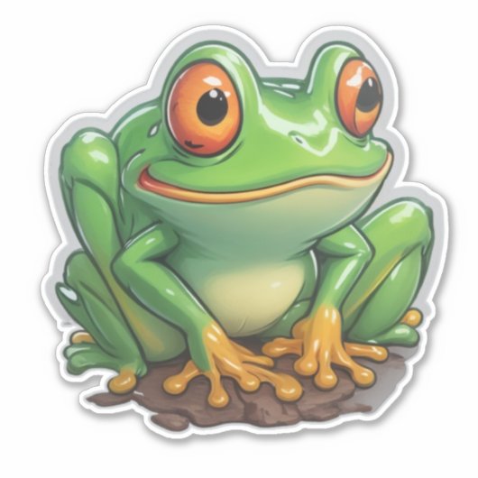 両生類とアートが出会うカエルのステッカー シール (正面)