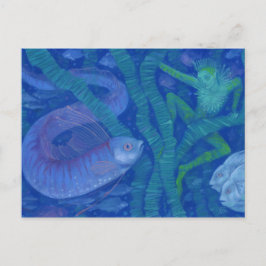 両生類と魚の王、ファンタジーアート、水中 ポストカード