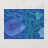 両生類と魚の王、ファンタジーアート、水中 ポストカード (正面)