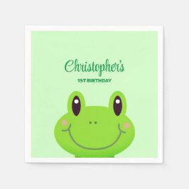 両生類カエル誕生日パーティグリーンテーマ スタンダードカクテルナプキン