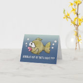 両端カードから泡を出した魚 カード (黄色い花)