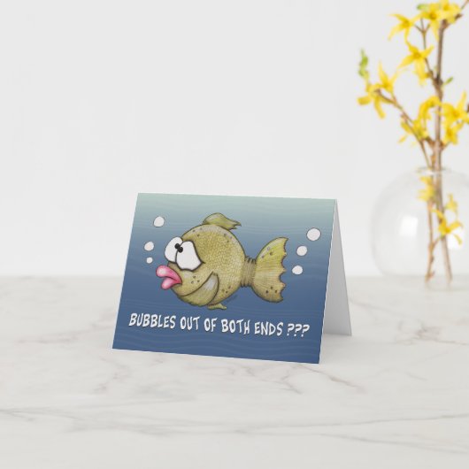 両端カードから泡を出した魚 カード (黄色い花)