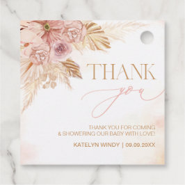 両脇Boho Pampas赤ちゃんシャワーありがとう フェイバータグ