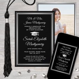 両親からの写真　白黒の卒業写真 案内状