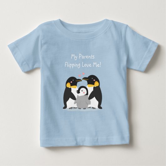 両親がラブ·ミー·ペンギン·プンをフリップ ベビーTシャツ (正面)