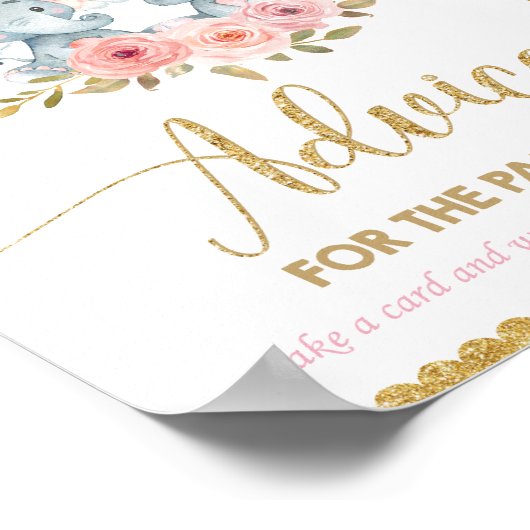 両親が象の双子の赤ちゃんシャワーになるアドバイス ポスター (角)