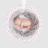 両親としての初めてのクリスマス車ピンクの写真 オーナメント (裏面)