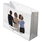 両親とイラストレーション結婚の ラージペーパーバッグ (正面アングル)