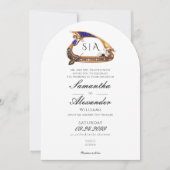 両親とヴェネツィアのゴンドラ、黒と白の結婚式 招待状 (正面)