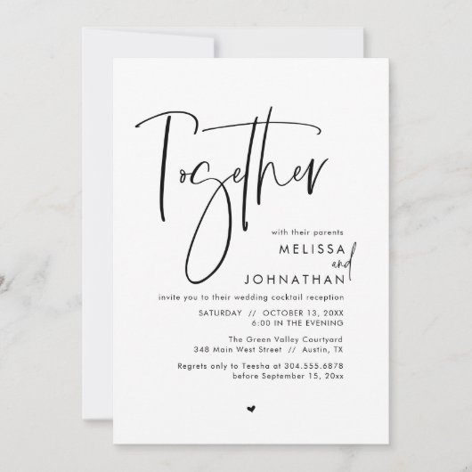 両親と一緒にウェディングレセプション 招待状 (正面)