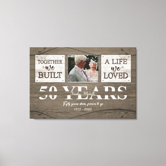両親のためのパーソナライズされた50周年記念ギフト キャンバスプリント (正面)