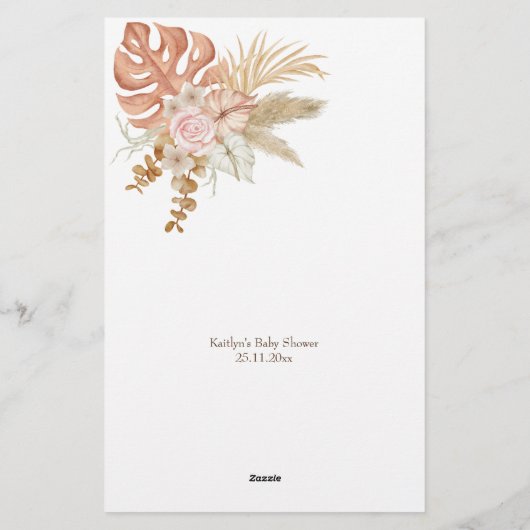 両親のテディベアのためのベビーシャワーアドバイス 便箋 (裏面)