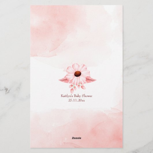 両親のピンクカードのためのベビーシャワーアドバイス 便箋 (裏面)